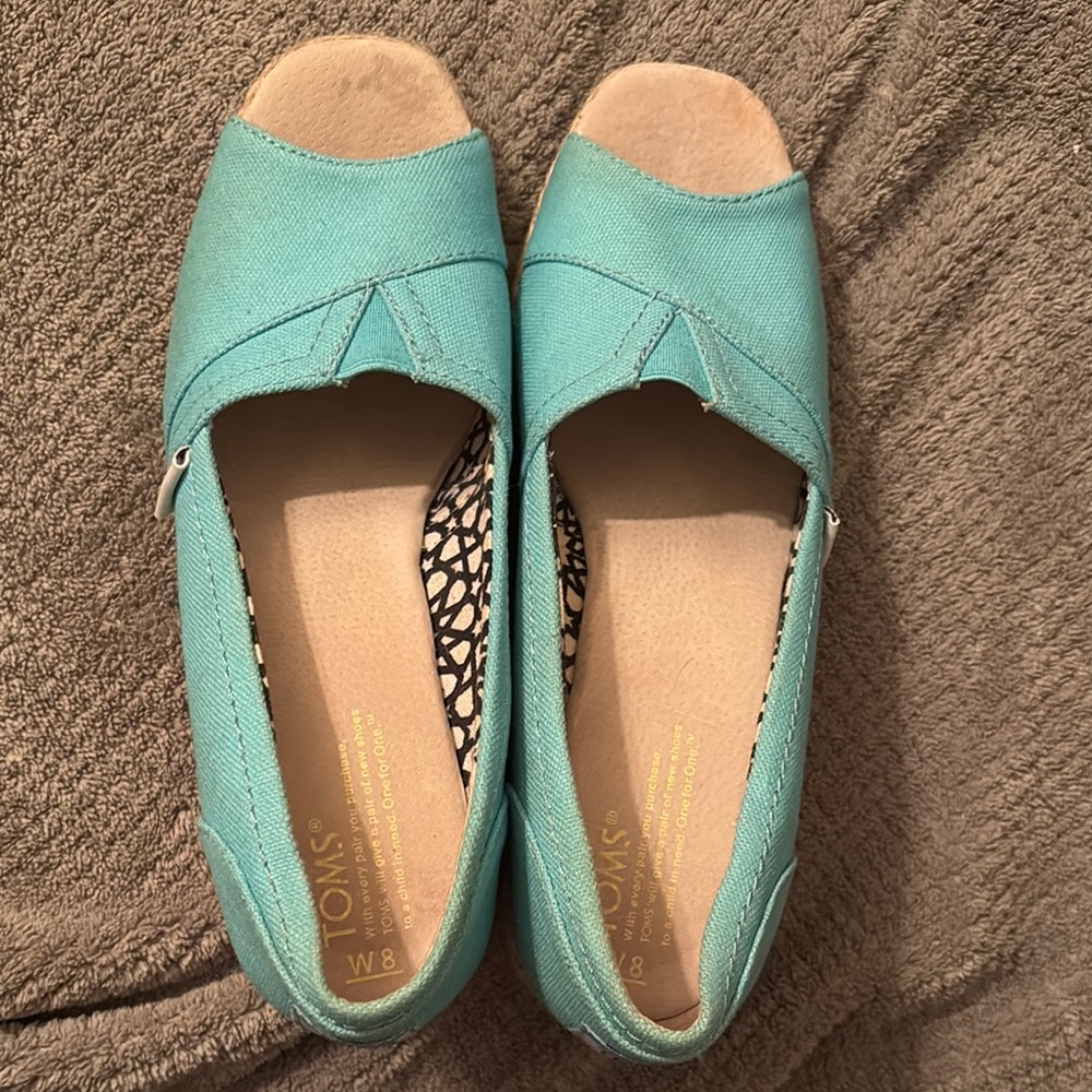 TOMS Women's Teal Canvas Shoes